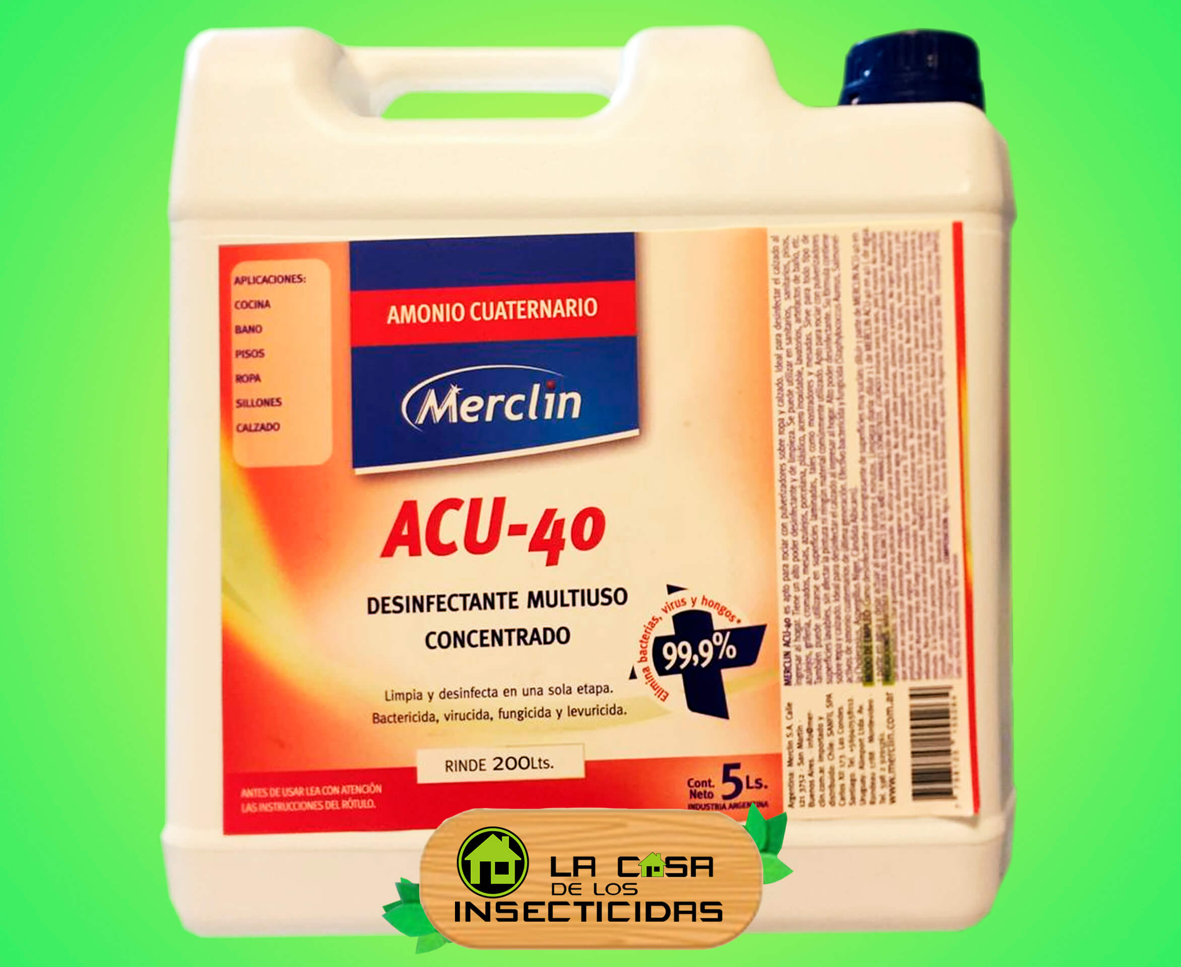 Desinfectante x 5 litros Amonio Cuaternario Merclin